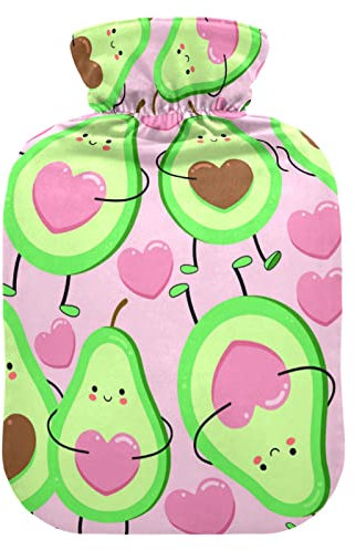 YOUJUNER Wärmflasche mit Avocado-Liebe zum Valentinstag Bezug, Groß 2 Liter Heißwasserbeutel Heißwasserbeutel Bettflasche