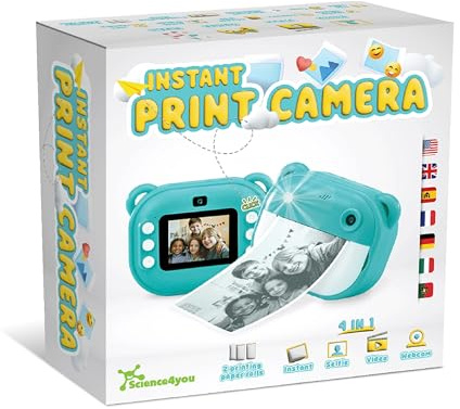 Science4you Kids Camera Instant Print – Capture Memories with this Polaroid Camera, Digital Camera for Kids with Ink Print Paper, Click and Have your Instant Photo, Stuff for Girls & Boys Age 4 5 6+
