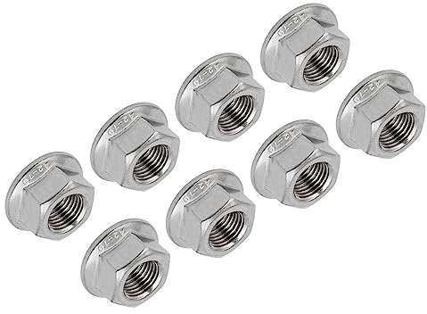 QUARKZMAN M12 x 1,25mm Esagonale Flangia Dado x 8pz 304 Acciaio inossidabile Seghettato Metrico Esagonale block Dadi per Tubazioni, Automobile Motori, [Argentato]