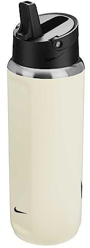 Nike SS Recharge Straw Bottle 24 oz Graphic in Coconut Milk/Black, Capacity: 709 ml, N.100.9697.119.24