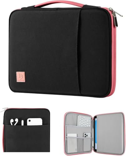 Dadanism 9-11 Borsa da Trasporto per Tablet con Maniglia per iPad 10a Gen 10,9, iPad (A16) 11, iPad Pro 11, iPad Air 11, iPad 9/8/7a Gen 10,2,iPad Air 5/4 10,9,Galaxy Tab A9+ Plus 11,Nero&Rosa