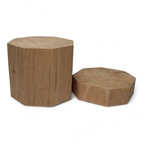 WestTree Abgerundete Eichenholzblöcke mit Achteck-Basis 10x10cm, Runde Holzwürfel, Rustikal, Naturprodukt (10x10x15cm)