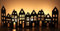 LB H&F Häuserreihe Häuser Silhouette Haus Deko Dekoration Dekofigur Weihnachten Advent Herbst Winter Metall 64cm (Haus Rost Teelichthalter GR)
