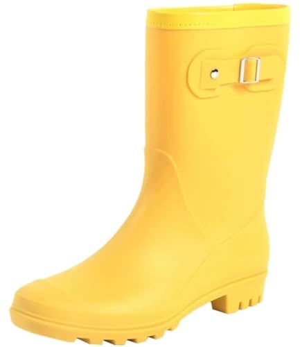 Fubotao Women's Mid Calf Rain Boots Waterproof Fashion Garden Shoes Anti-slipping Rainboots For Women Comfortable Insole Light Rain Shoes