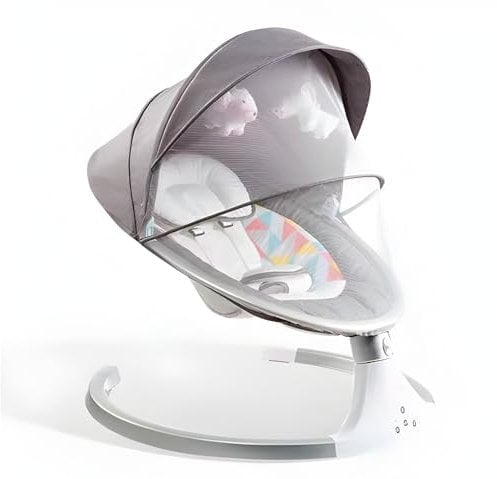 Suprills Electric Baby Bouncer Hub Swing with Bluetooth & 3-Stage Timer, Baby Bouncer from Birth with Motion Function, Baby Chair Featuring 2 Toys, Music Speaker and Remote Control