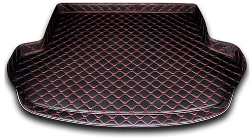 Auto Leder Kofferraummatte FüR Seat Cupra Ateca KH7 2016-2023 5 Seat, Kofferraumwanne Schutzmatte Teppich rutschfest Innenmatte Zubehör, D/Black Red