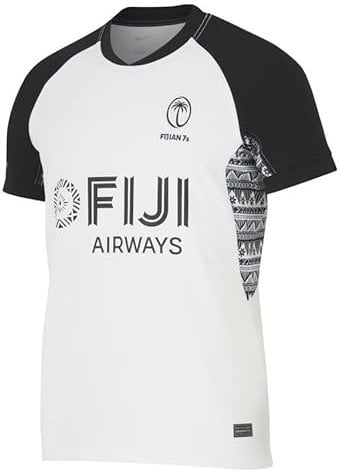 23-24 Fidschi 7S Rugby-Trikot, Rugby-T-Shirt, Poloshirt, Herren-Spieltraining, Fußballtrikot (Color : White, Size : L)