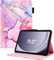 KEROM for Samsung Galaxy Tab A9+ Case 11 inch 2024 2023 (SM-X210/X216/X218), Samsung A9 Plus Tablet Case, PU Leather Stand Cover for Galaxy Tab A9+/A9 Plus Tablet, Auto Wake/Sleep - Pink Marble