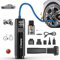 CYBERGOING Tire Inflator Portable Air Compressor 150 PSI & Handheld Car Vacuum Cordless 12000Pa, 2 in 1 Rechargeable Hand Vacuum Tire Pump with LED Screen for Car, Motorcycle, Bike, Ball