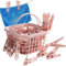 Jeorywoet Pink Spring-loaded Polypropylene Clothespin 30Pcs with Storage Basket