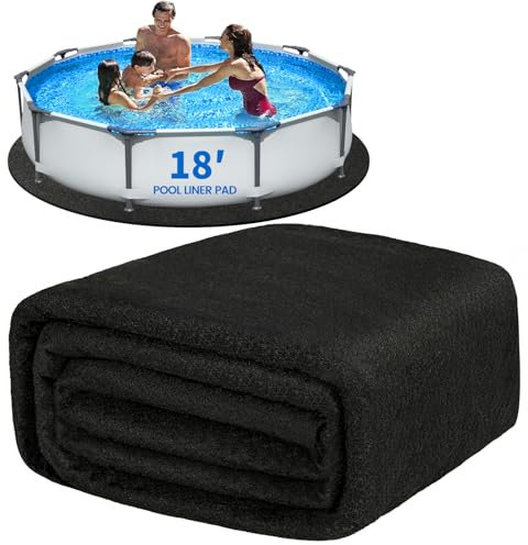 LovHomdecr Tapis de piscine rond de 5,5 m pour piscine hors sol, rembourrage sans couture, résistant aux perforations, matériau géotextile durable, prolonge la durée de vie de la doublure