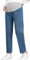 FEOYA Jeans de Maternité pour Femmes Pantalon de Grossesse en Denim à Jambes Larges et Décontractées Pantalon Jean avec Poches pour Femmes Enceintes Bleu M