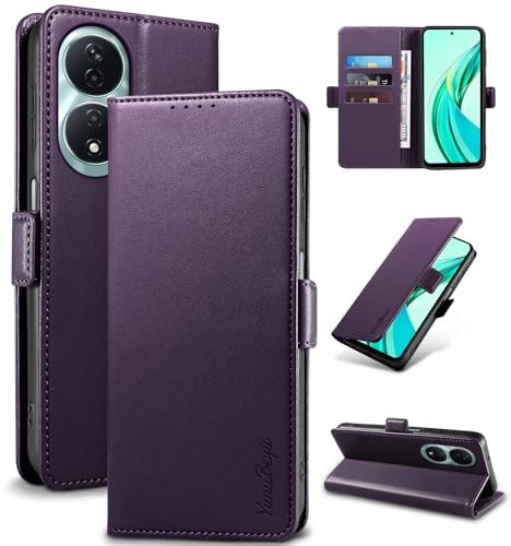YunuBeyii Wallet Flip Case for Honor 90 Smart/Honor X7B - [RFID Blocking] Luxury PU Leather Card Holder Magnetic Phone Cover with Kickstand,Shockproof Protective Case,Purple
