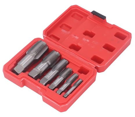 6-teiliges Rohrgewindebohrer-Set, 1 Zoll, 3/4 Zoll, 1/2 Zoll, 3/8 Zoll, 1/4 Zoll, 1/8 Zoll Gewindewerkzeugsatz aus Kohlenstoffstahl für PVC-Rohre in Verschiedenen Größen