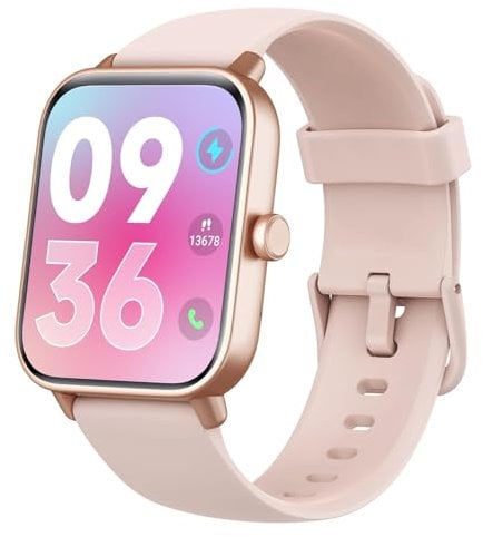 Smartwatch Damen Herren mit Telefonfunktion & Alexa eingebaut,1.8 Uhren mit 100+ Sports, Fitnessuhr IP68 Wasserdicht, 24H Herzfrequenz SpO2 Schlafmonitor,Armbanduhr Damen mit iOS/Android - Rosa