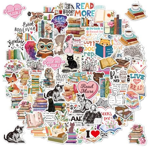 ILamourCar 100 Pezzi Leggi Il Libro Adesivi Vintage, Estetici per Bottiglia D'acqua, Laptop, Album, Diario, in Vinile Impermeabili per Adulti Adolescenti