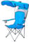 Makamsui Folding Camping Chair with Shade Canopy for Adults, Portable Lawn Chair with Sun Shade, Cup Holder, Side Pocket, for Outdoor, Beach, Tailgates, Fishing Blue