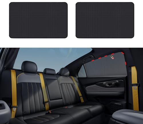 HIAHXC 2Pcs Car Window Shades Magnetic Sun Shade Stretchable Automotive Glass Sunshade for Side Windows Universal Mesh Car Sun Shade for Passengers(Rear)