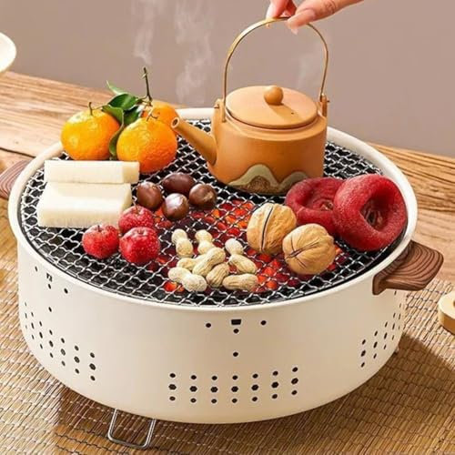 HEBEOT BBQ Barbecue Grill Portable Grill Set Barbecue Grill Outdoor Haushalt Barbecue Grill Edelstahl Barbecue Grill mit Holzsockel für Camping Home Gatherings(D)