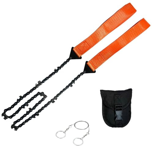 Motosega tascabile con manici antiscivolo da 35,6 cm, sega tascabile in acciaio resistente da 61 cm, sega a 11 denti affilati, sega a catena a mano, sega a cavo, sega da campeggio per escursionismo e