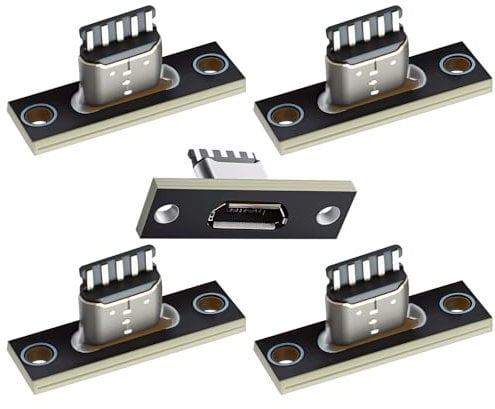 NFHK 5pcs/set DIY OEM Micro-USB 5Pin Female Type-B Socket Connector Panel Mount Type with PC Board USB 2.0 Pinout