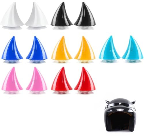 Fokroin 14 Stück Motorrad Helm Hörner, Motorradhelm Devil Demon Horn, 7 Farbtöne Motorrad Helm Hörner Eckdekoration, Helm-Dekoration, passend für Motorradhelme und Offroad Helme zur Dekoration