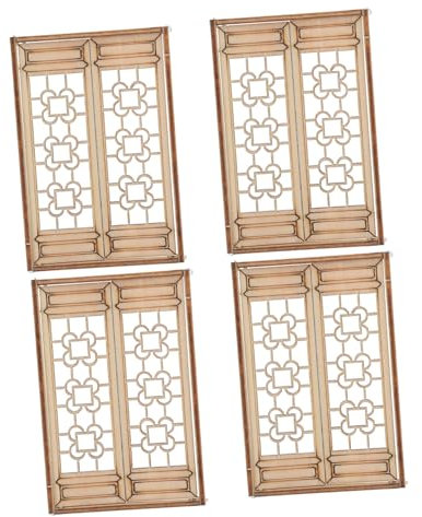 KONTONTY 4 Pezzi Finestra Miniatura Casa Bambole Decorativa Modellismo Arredamento Accessorio Scena Fai Da Te Beige 2