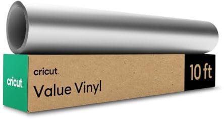 Cricut Selbstklebendes Vinylfolie Plotter - Plotterfolie Vinyl Permanent Rolle, Selbstklebende Folie (30.5x3m cm, Silber)