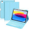 Palkitsee for iPad 11th 10th Generation Case with Keyboard - 7 Colors Backlit Wireless Detachable Folio Keyboard Cover with Pencil Holder for iPad 11-inch A16 2025 10th Gen 10.9 Inch 2022, Light Blue