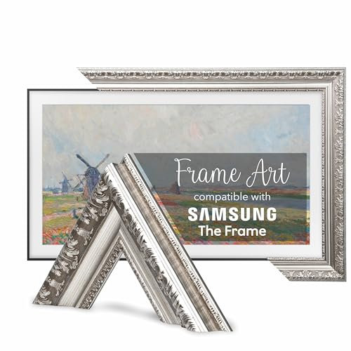 TV GUARD TV-Rahmen, TV-Rahmen kompatibel mit Samsung The Frame TV – Perfekte Passform, Keine Störungen, Art-Modus kompatibel (Rustikales Silber, 43 Zoll)