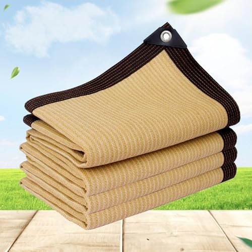 Tende da Sole Rete Termica Schermante Ombreggiante per Giardino Piante Serra Rete Di Protezione Solare Oscurante 90% Anti-UV Antistrappo Giardino, Patio, Pergola, Cortile-Sabbia,beige-6x8m