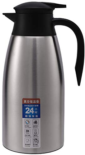 Plomevry Silver 304 Stainless Steel 2L Thermal Flask Vacuum Insulated Water Pot Coffee Tea Milk Jug Thermal Pitcher for Home and