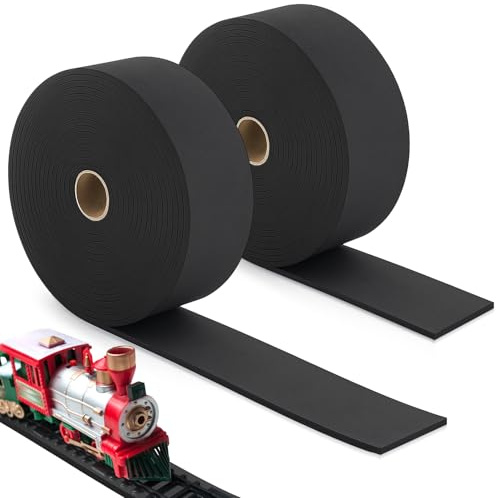 Patelai 2 Roll 24 ft Model Train Foam Roadbed Shock Absorption Base for O N Ho Scale Track Layouts