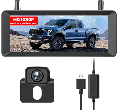 AUTO-VOX 7.2 Rückfahrkamera Kabellos Auto Nachrüsten mit Stabilem Signal | LCD 1080P Rückfahrkamera Funk unterstützt, Rückfahrkameras, IP69K Wasserdichter,Nachtsicht für Auto LKW Wohnmobil