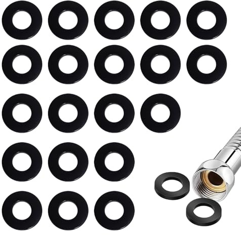 20 Pcs Black Shower Hose Washer Rubbers Seals, 1/2 Inch Shower Head Washers | ShowerHose Connector Washers for Hose Connecting Fitting