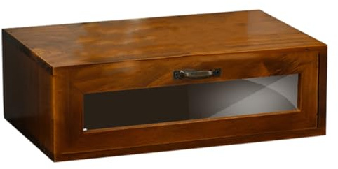 Alipis Brown Wooden Computer Stand with Acrylic Drawer for Desktop Storage | Acrylic and Iron Details, Classified Storage for Cosmetics and Sundries, Back to School Decorations