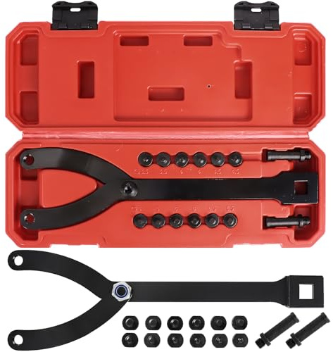 ASMIZ Variable Pin Spanner Wrench Set, 15 Pcs Adjustable Wrench Kit | 1/2 Inch Drive Ratchet Fan Clutch Pulley Holder, C-Shape Hook Spanners for Suspension