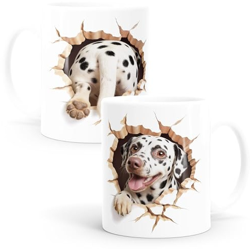 MoonWorks® Tasse Hund Rasse Dalmatiner Geschenk Hundebesitzer Tierfreunde Keramikbecher Vierbeiner Weiss standard