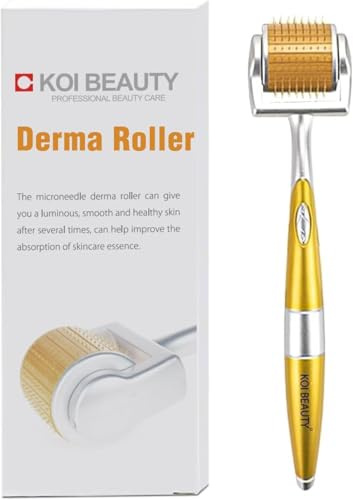 KOI BEAUTY Derma roller 1.0 – 192 ECHTE NADELN, Professionelles Microneedling Roller für Hautpflege für Mann Frau zuhause, Bartroller Bartwuchs, Needling Roller für kopfhaut Haare Gesicht &Körper
