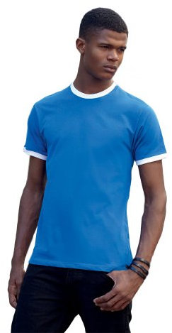Fruit Of The Loom Herren T-Shirt Gr. M, Marineblau/Weiß.