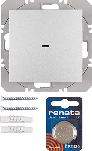 Pulsador de superficie KNX radio quicklink simple, con batería, berker.Net Emisores KNX radio de hager, para series berker S.1/ B.3/ B.7 de hager, aluminio