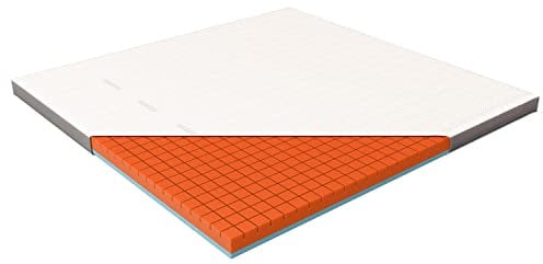 Genius eazzzy Premium Cube Topper – 200 x 200 cm, Höhe 9 cm, ergonomischer Matratzentopper, 2 in 1 Wende-Topper mit Fester & weicher Seite, Atmungsaktiver Mesh-Bezug, Eckschlaufen