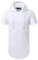 AIYINO Mens Hipster Hip Hop Short Sleeve Longline Pullover Hoodies Shirts (Large, White)