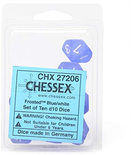 Chessex Ten D10 Sets - Frosted Blue w/White