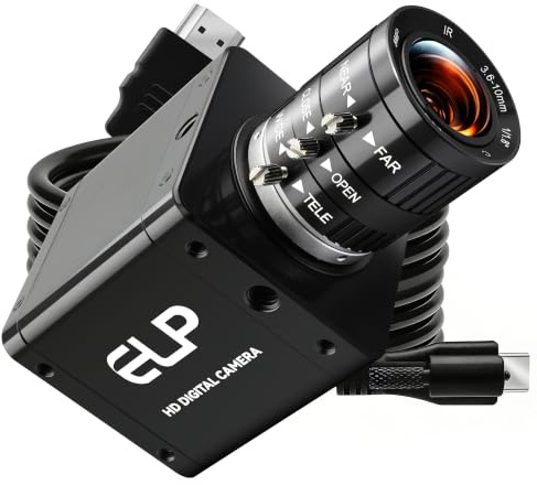 ELP HDMI USB 3.0 4K Camera with 60 fps and Simultaneous Output, H.264 High Speed ​​Low Illumination Color Lightburn Webcam, 3.6–10 mm 3X Zoom Lens, Plug & Play for Windows, Linux and Android