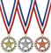 Hodges Badge Award Medaillen – Gold Silber und Bronze Stern-Medaillen mit Halsbändern – aus Metall – 3er-Set