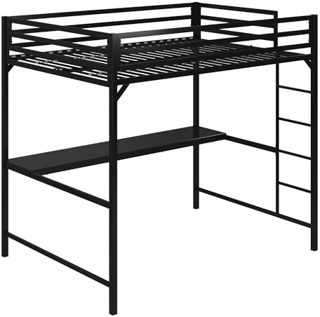 DHP Miles Metal Loft Bed w/Desk Black Double
