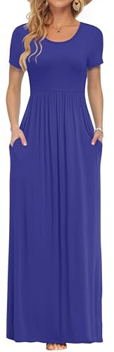 AUSELILY Maxi Dress for Women - Summer Casual Long Dresses for Ladies with Pockets M Royal Blue