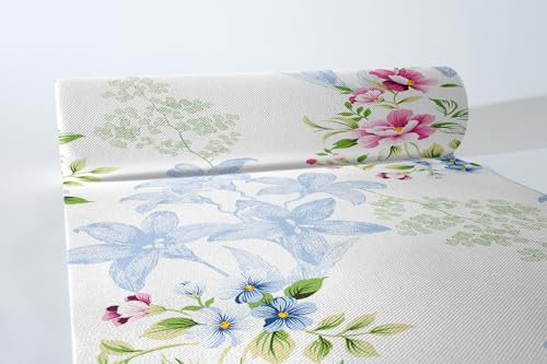 Mank GmbH Airlaid Tischläufer 40 cm x 24 m Tischdecken Rolle stoffähnlich praktische Einmal Tischdecke 1 Stück Frühlingstischläufer Läufer Tisch Deko Frühling Lenz