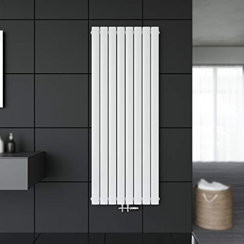 SONNI Paneelheizkörper Vertikal Flachheizkörper Weiß Doppellagig 1600x616mm Heizung Heizkörper mit Weiß Multiblock Hahnblock Heizkörper Thermostat